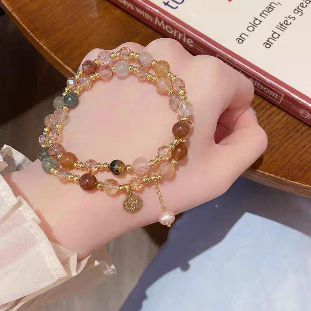 Beaded handmade diy material braided rope loose crystal beads Colorful children's bracelet necklace cute jewelry accessories