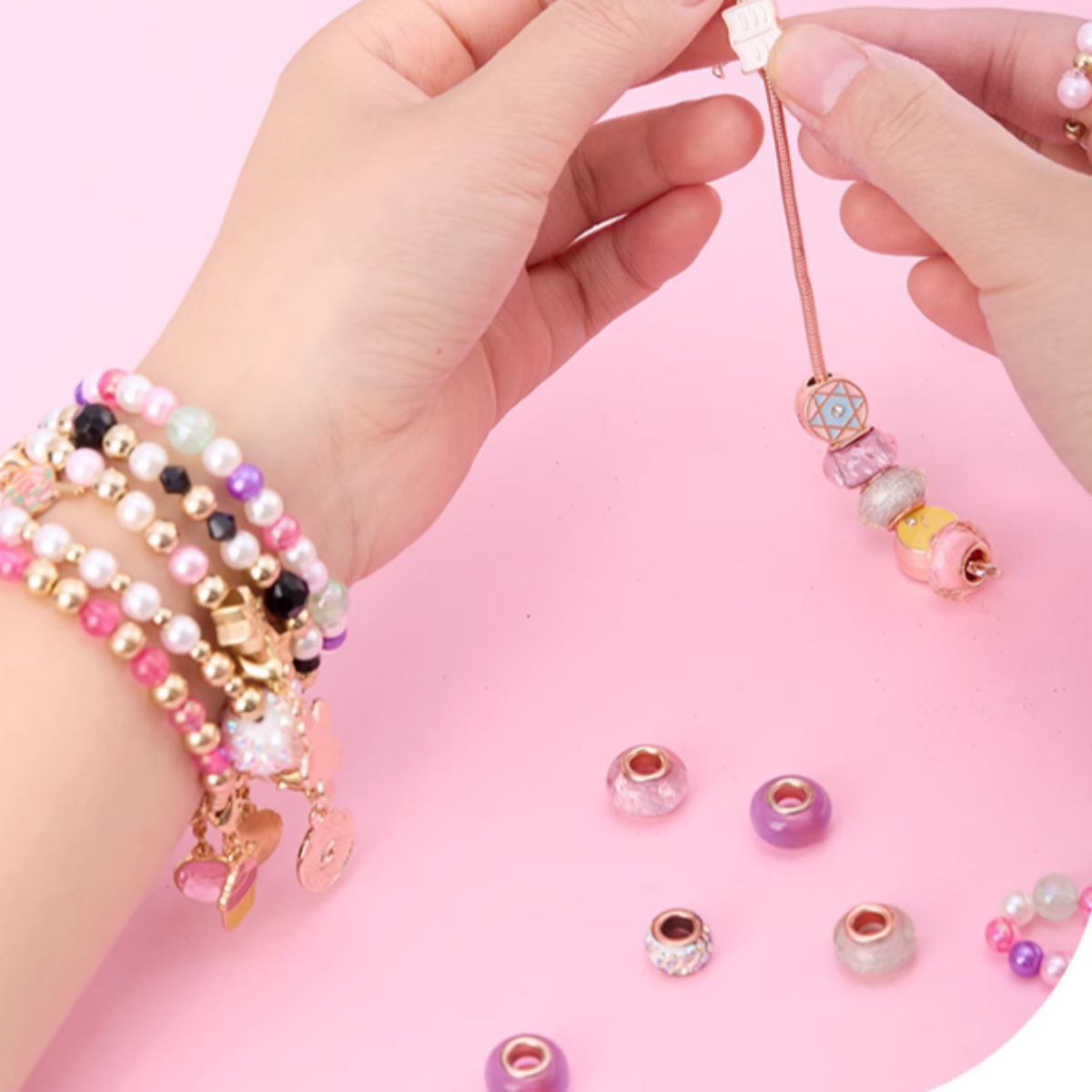 Beaded handmade diy material braided rope loose crystal beads Colorful children's bracelet necklace cute jewelry accessories