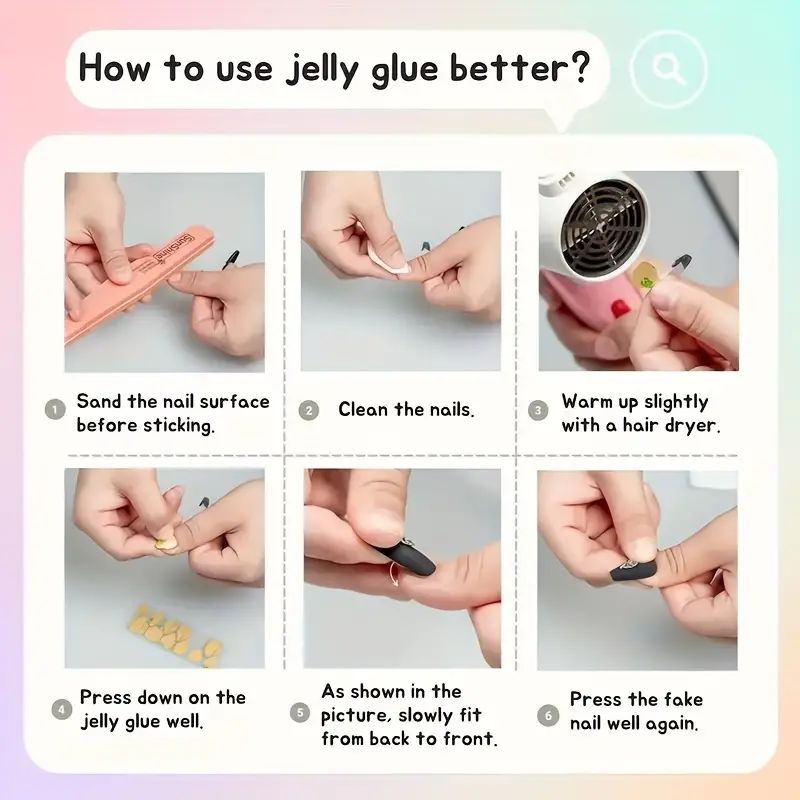 15pcs Large Size Strong press on nails Jelly glue