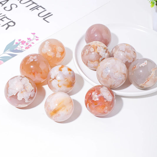 Wholesale High Quality Polished Healing Quartz Natural Cherry Blossom Agate Sphere
