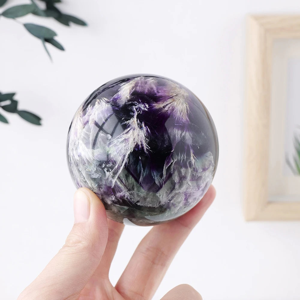 Hot Selling Wholesale Crystal Throwing Ball Natural Crystal Feather Fluorite Spiritual Healing Home Decoration