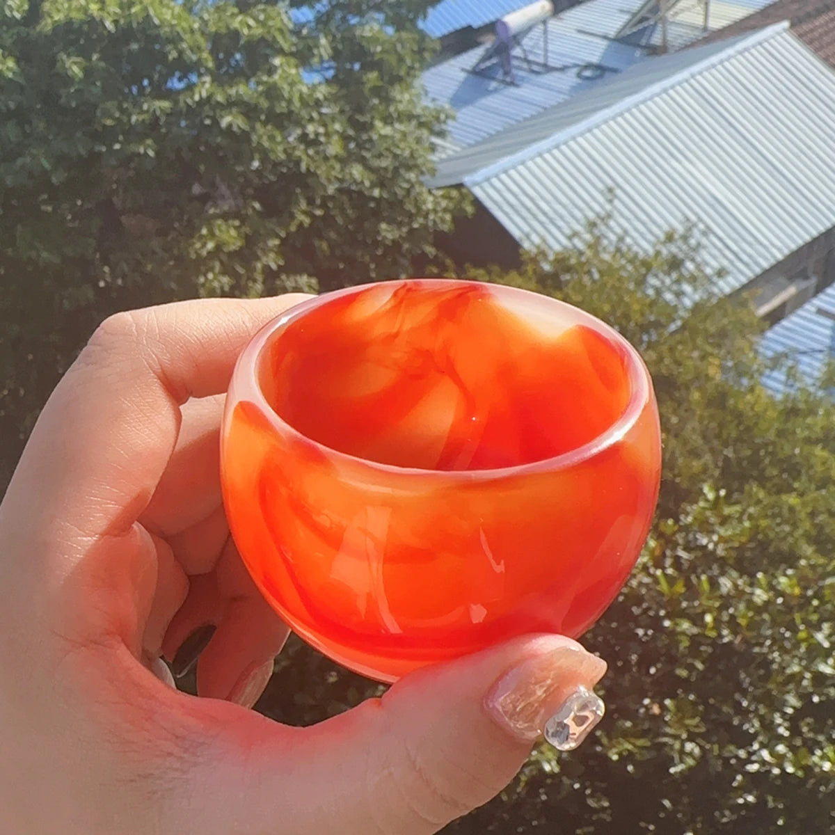 WholesaleRed Agate Mug Healing Gemstone Hand Carved Carnelian Tea Cup Crystal Bowl for Home Decoration Gift