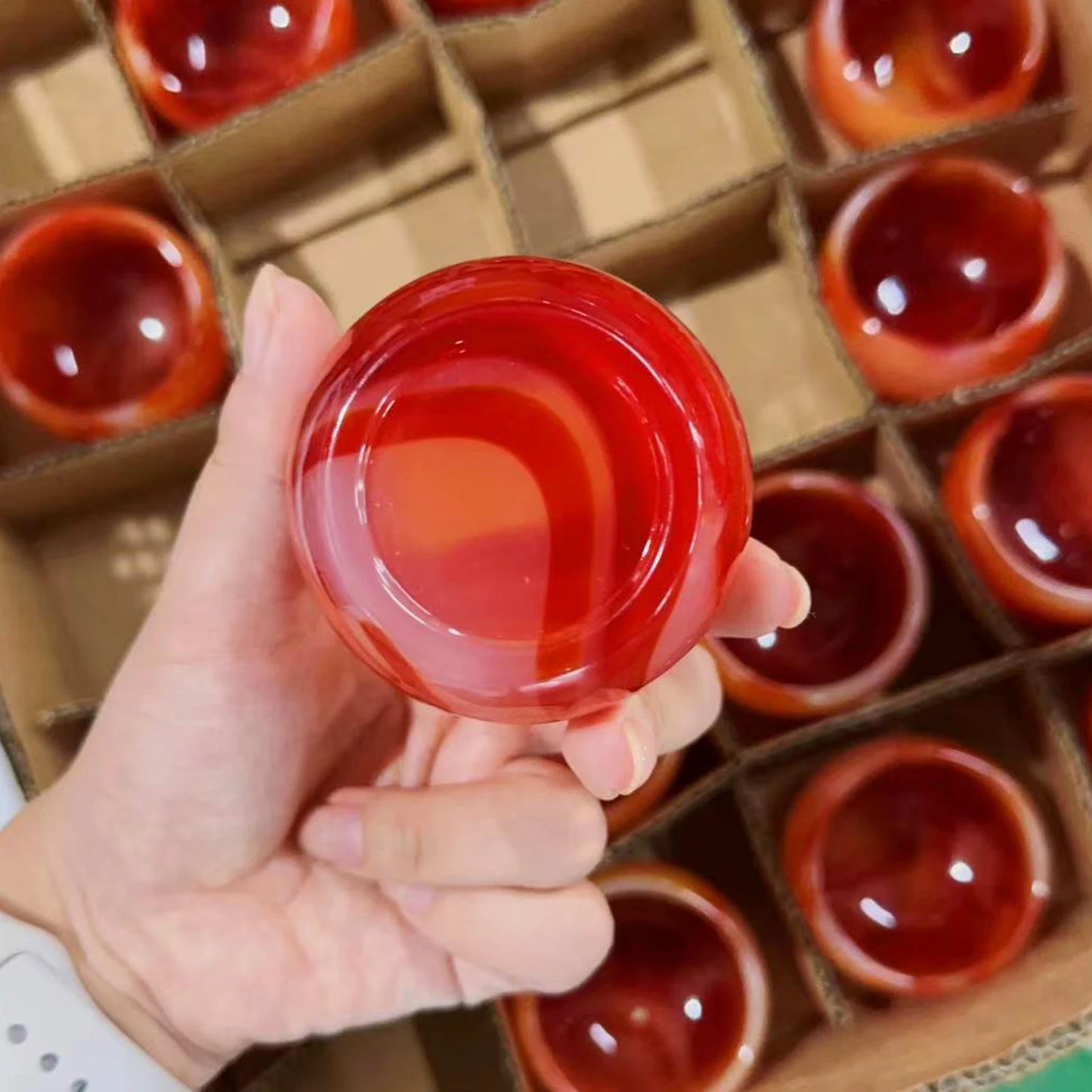 WholesaleRed Agate Mug Healing Gemstone Hand Carved Carnelian Tea Cup Crystal Bowl for Home Decoration Gift