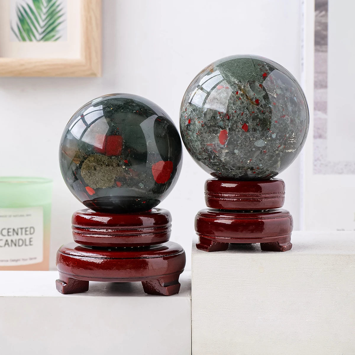 Wholesale Natural Relief Crystal Ball African Blood Stone Sphere Crystal Crafts Decoration